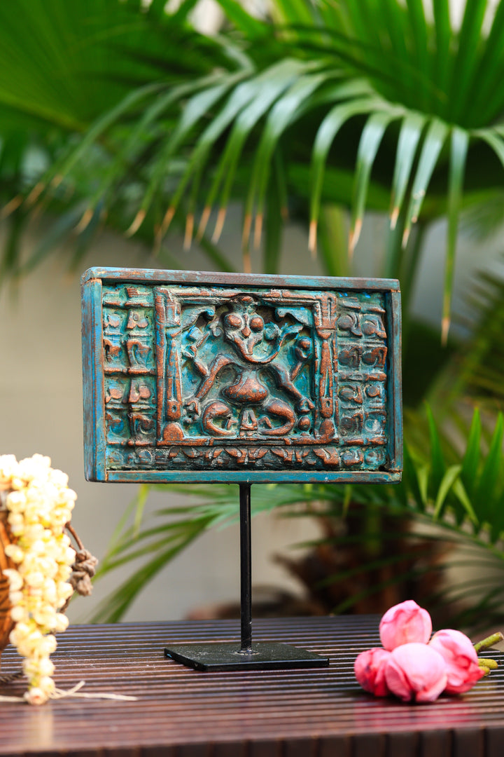 Lord Ganesha wooden panel on stand | SHOBITAM