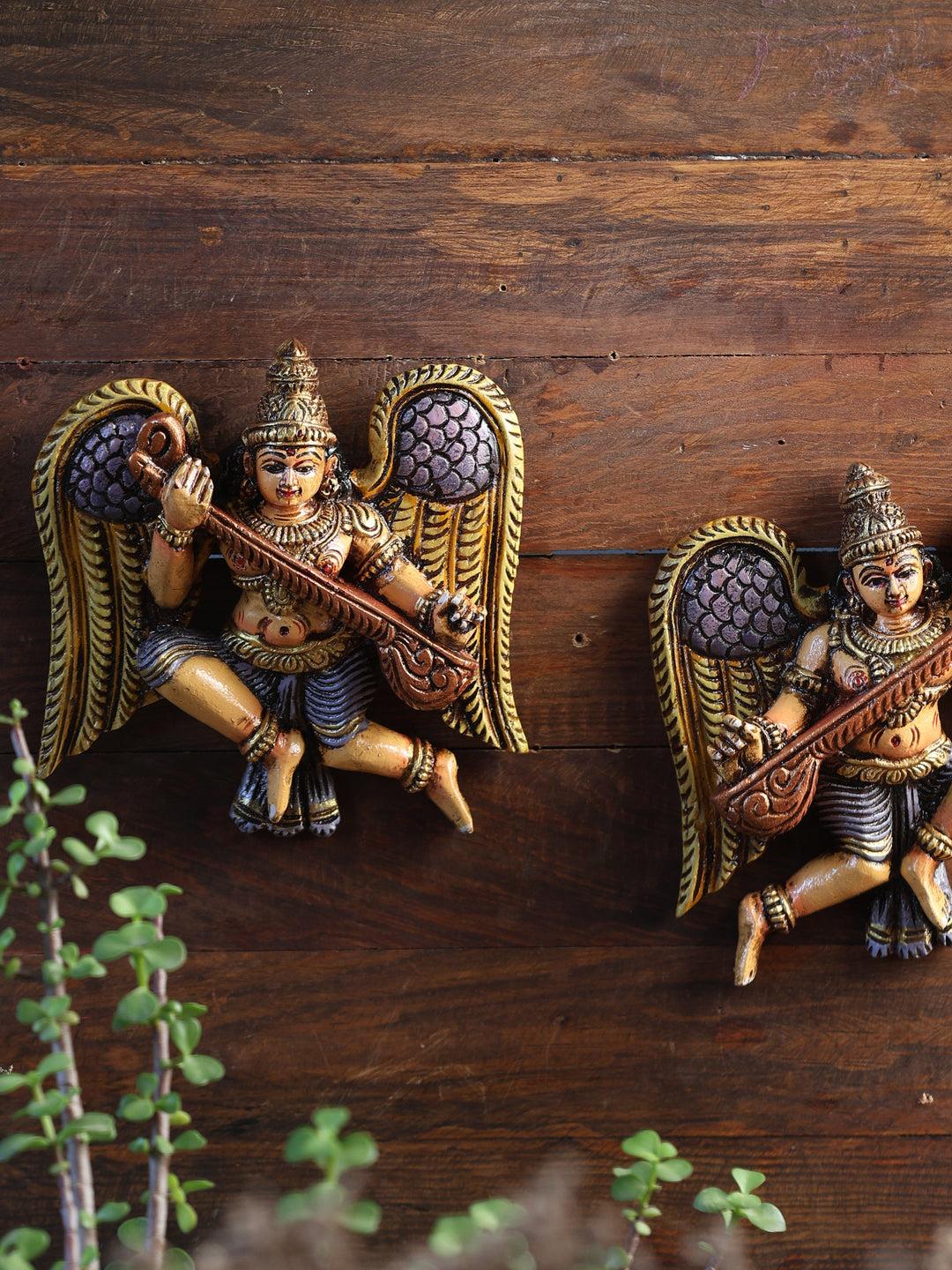 Wooden Handcarved Hand Painted Gandharva | SHOBITAM