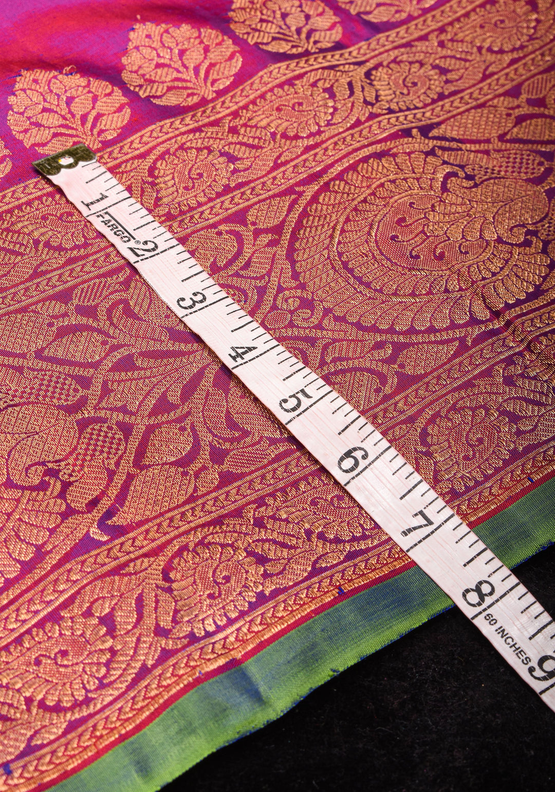 Purple Dual tone Pure Gadwal Silk saree with Sona Rupa Buttas and Wide Zari Border | SILK MARK CERTIFIED