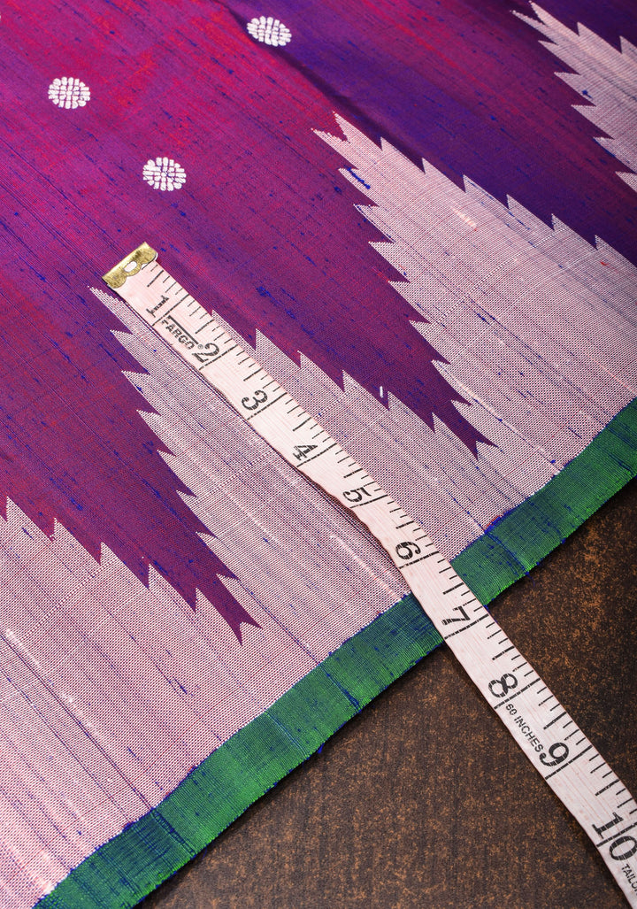 Pure Tussar Silk Gadwal Saree in Purple with Temple Zari Borders | SILK MARK CERTIFIED
