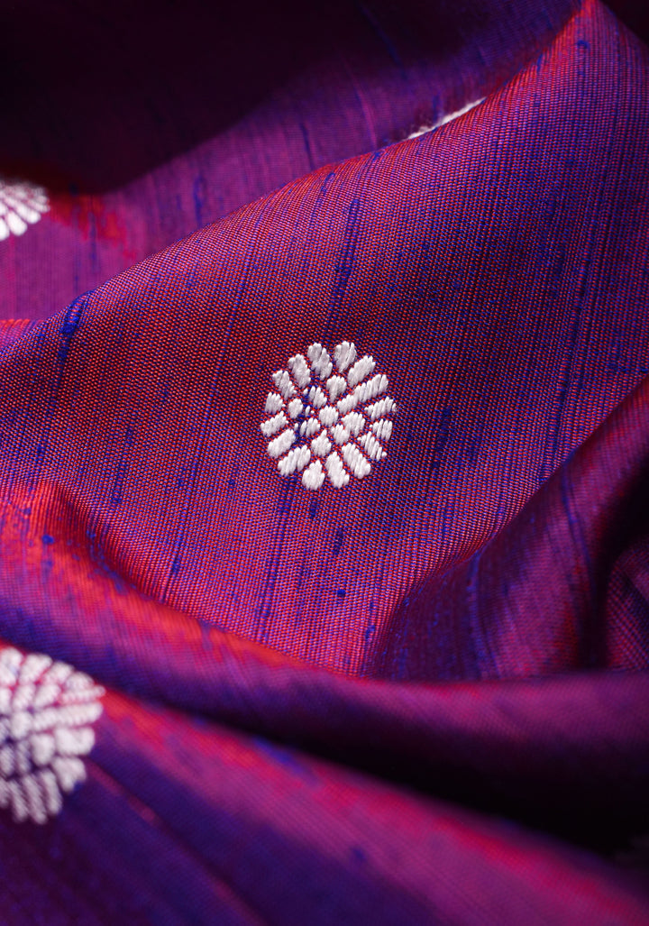 Pure Tussar Silk Gadwal Saree in Purple with Temple Zari Borders | SILK MARK CERTIFIED