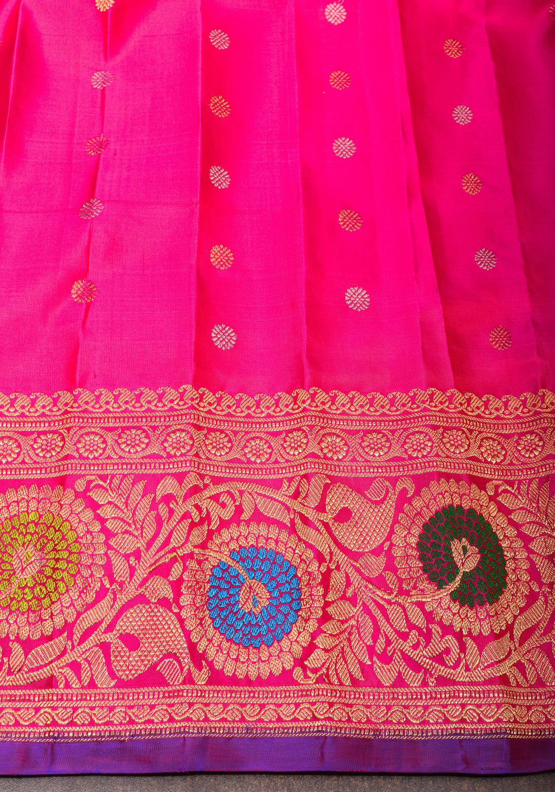 Meenakari Gadwal Dual-Tone Henna Green Maroon Silk Saree with Zari Motifs and Wide Zari Border| SILK MARK CERTIFIED
