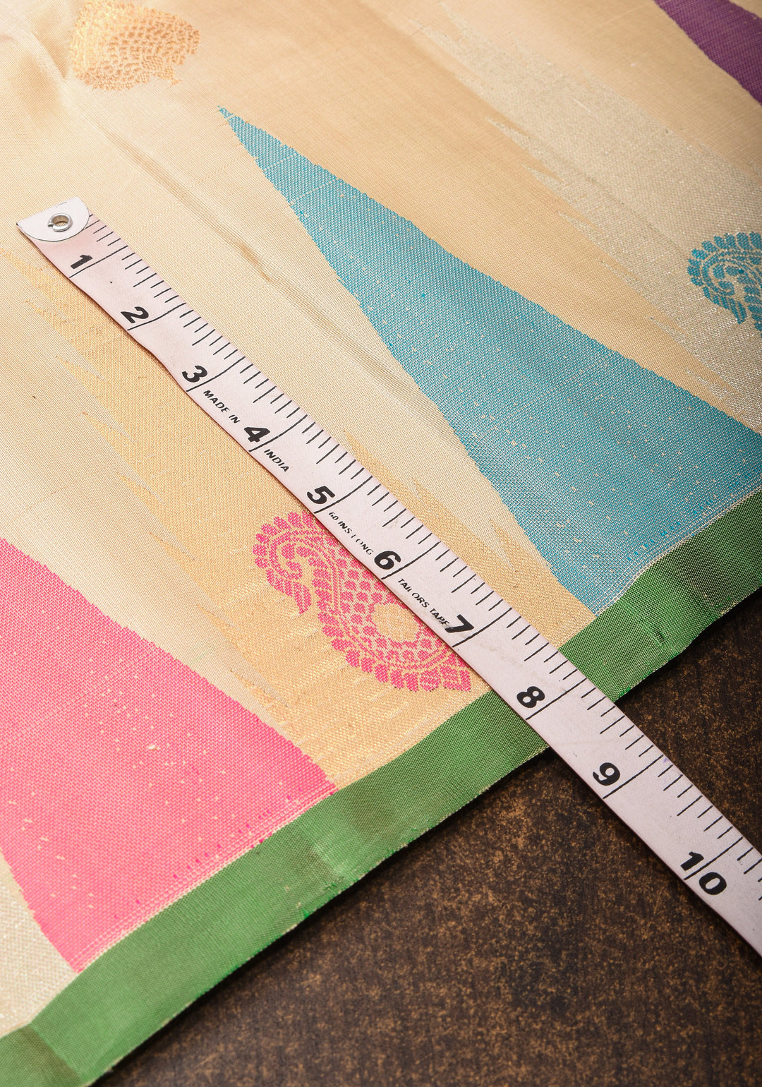 Exquisite Beige Gadwal Silk Saree with Sona Rupa Damask Motif and Temple Zari Border | SILK MARK CERTIFIED