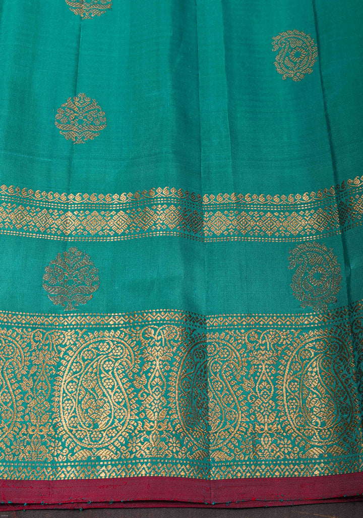 Off White Checks Gadwal Pure Silk Saree with Zari Paisley Motifs and Ganga Jamuna Border | SILK MARK CERTIFIED