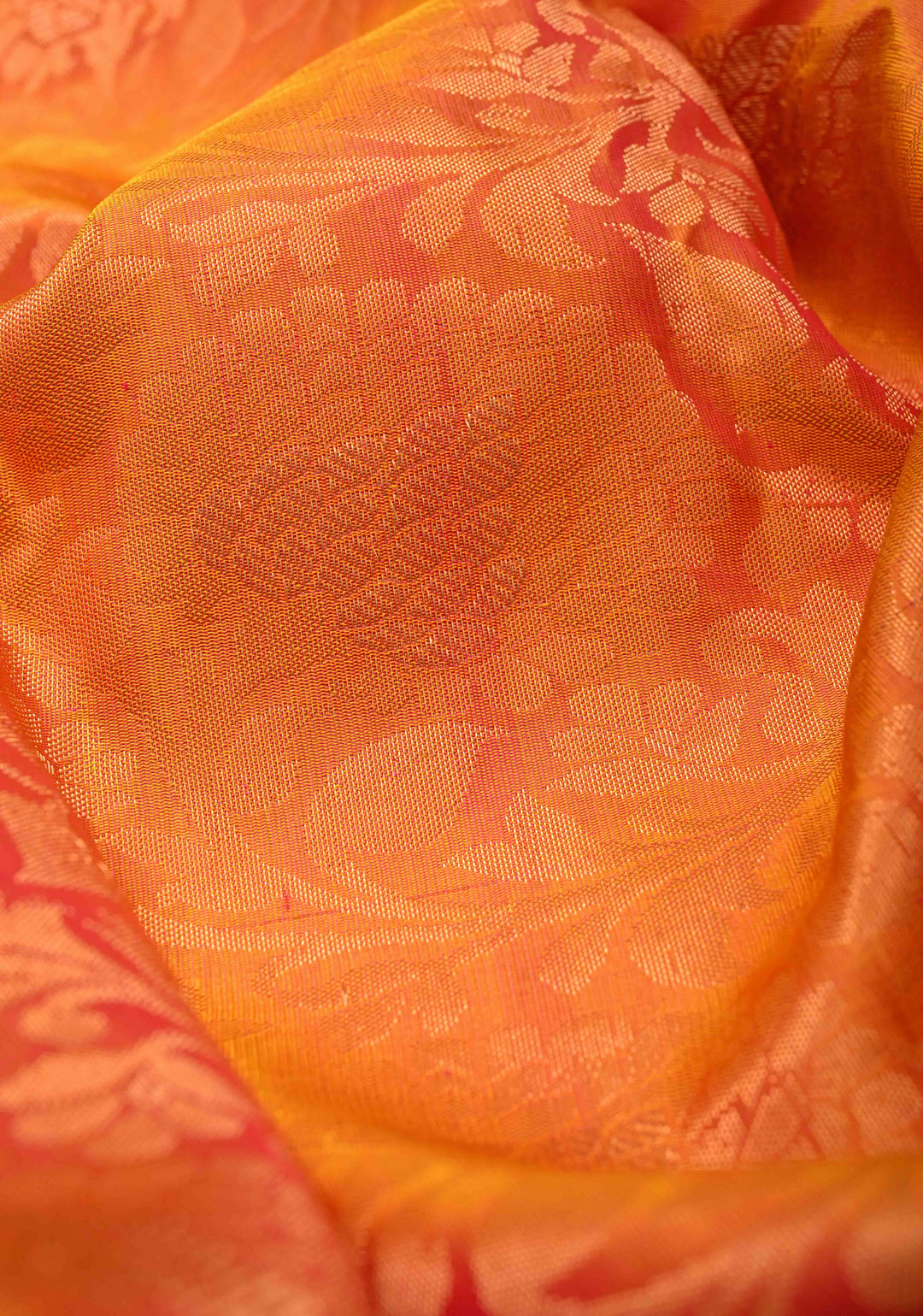 Orange Dual Tone Gadwal Pure Silk Saree with Brocade and Contrast Border| SILK MARK CERTIFIED