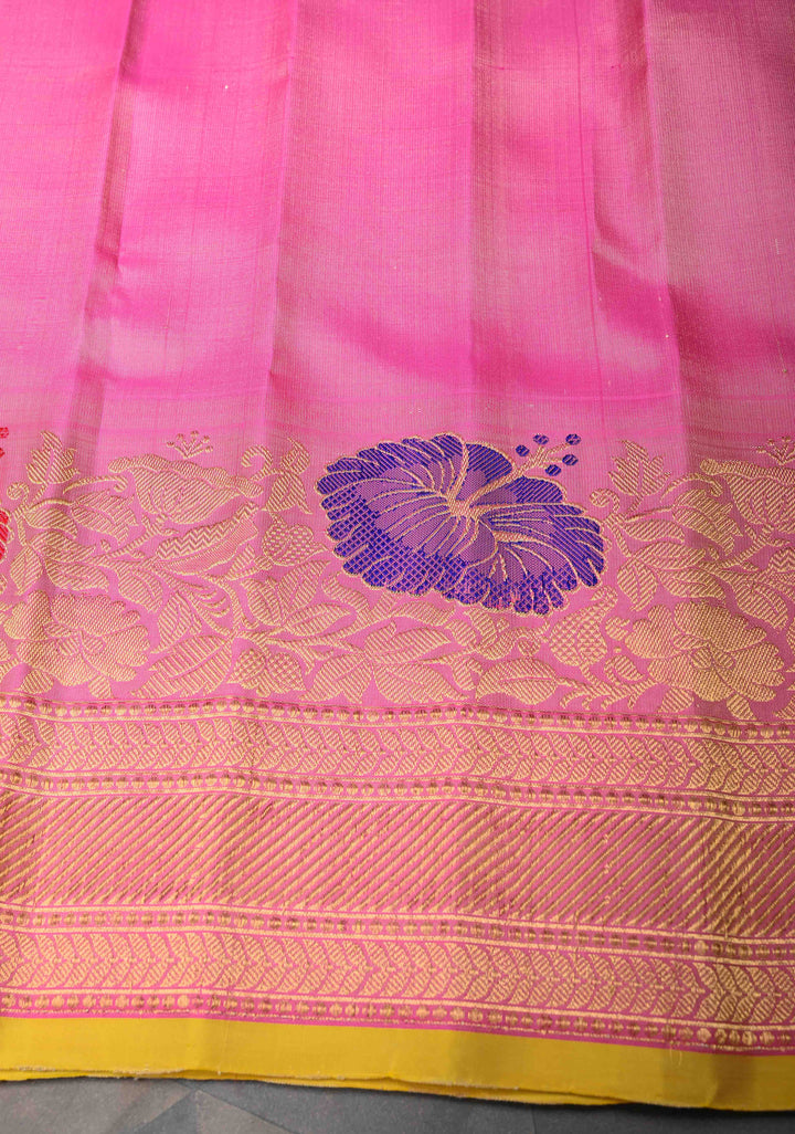 Beige Gadwal Pure Silk Saree with Sona Rupa Motifs and Meenakari Zari Border | SILK MARK CERTIFIED
