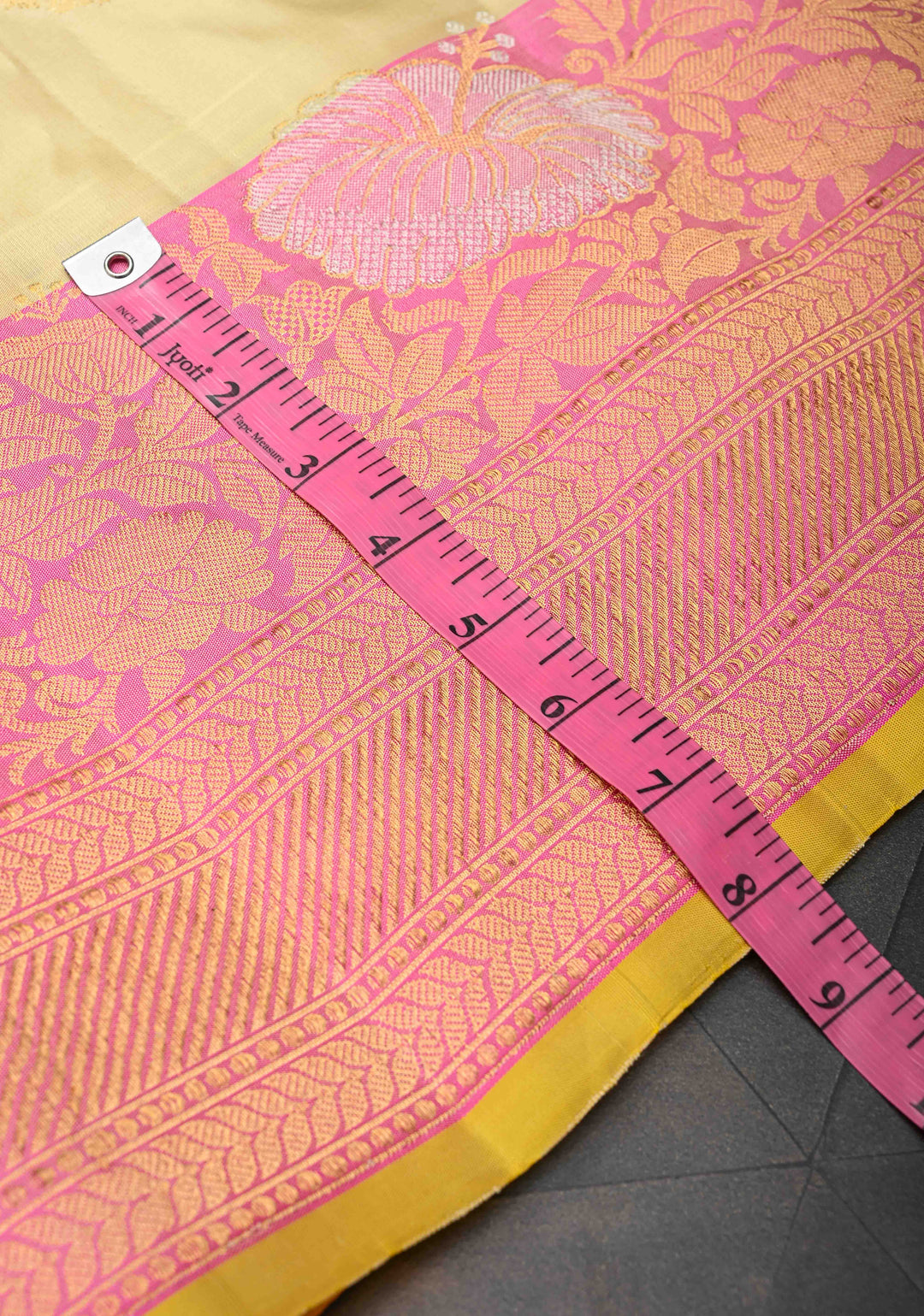 Beige Gadwal Pure Silk Saree with Sona Rupa Motifs and Meenakari Zari Border | SILK MARK CERTIFIED
