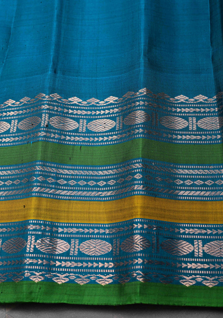 Gadwal Silk Cotton Saree in Gray With Zari Border with Contrast Zari Border
