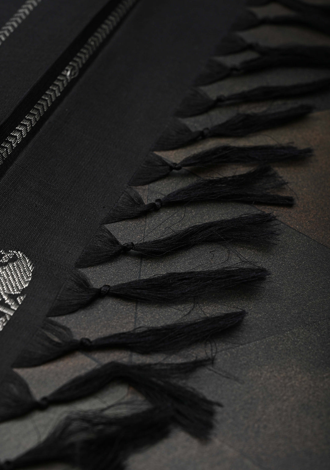 Black Gadwal Pure Silk Saree with Buttas and Silver Zari Border | SILK MARK CERTIFIED
