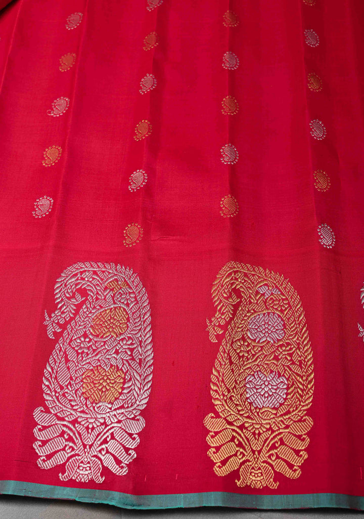 Blue Dual Tone Fusion Ikkat Gadwal Silk Saree with Contrast Zari Border | SILK MARK CERTIFIED