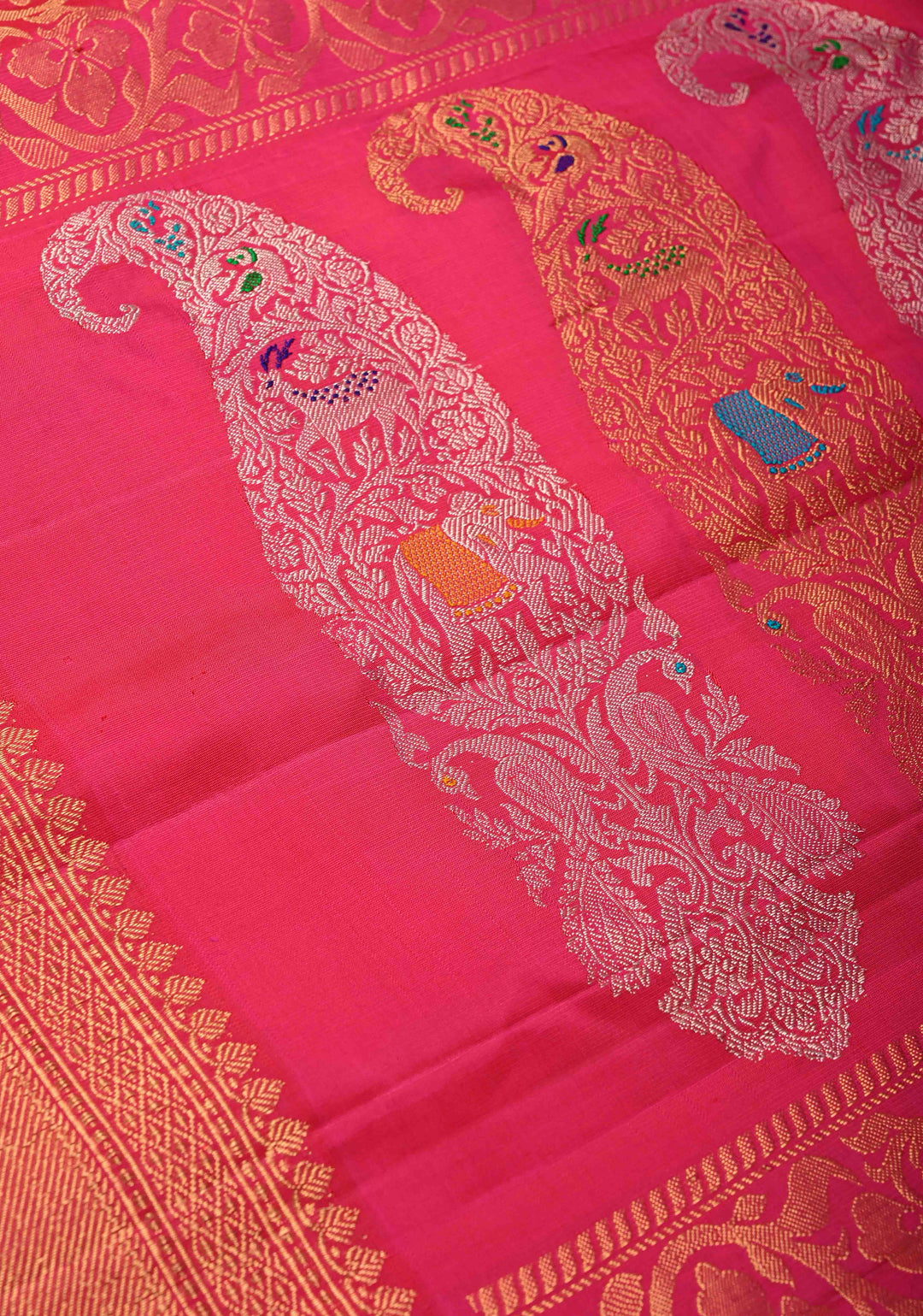 Mustard Orange Pure Gadwal Silk Saree with Floral Brocade and Zari Border | SILK MARK CERTIFIED