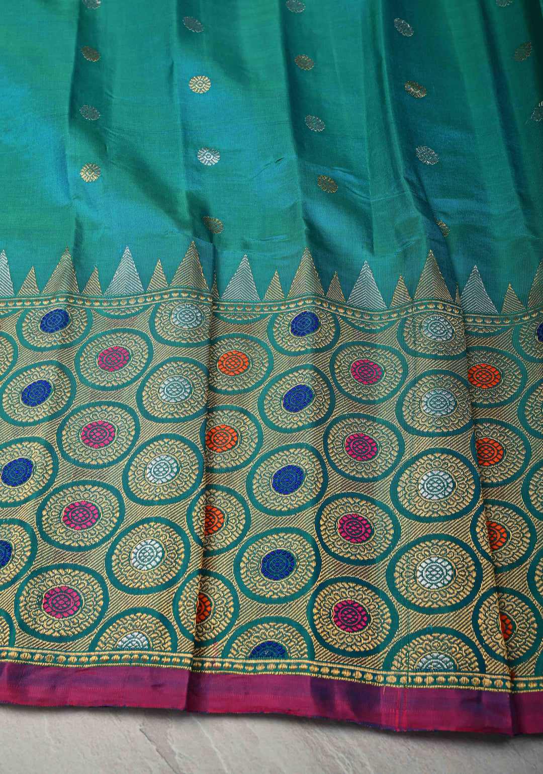Pre-Order Sky Blue Meenakari on Pure Gadwal Silk Saree with Zari Buttas and Zari Border | SILK MARK CERTIFIED