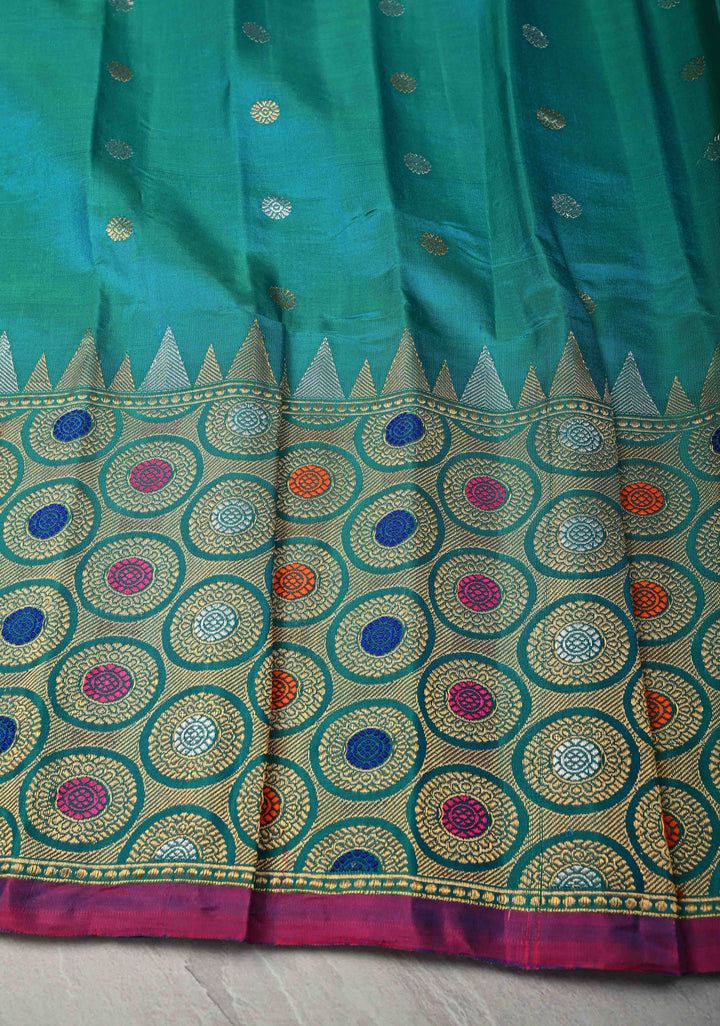 Pre-Order Sky Blue Meenakari on Pure Gadwal Silk Saree with Zari Buttas and Zari Border | SILK MARK CERTIFIED