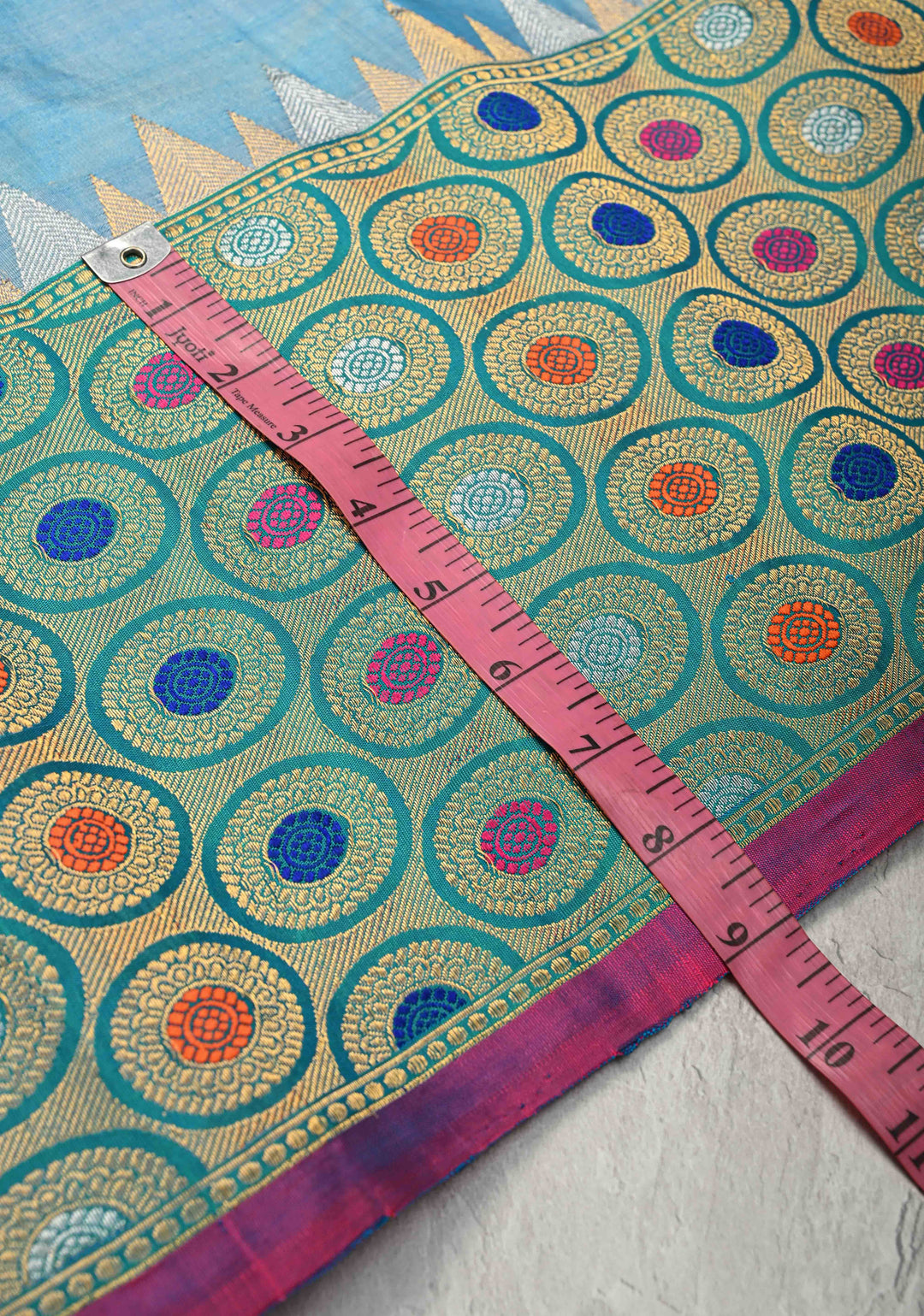Pre-Order Sky Blue Meenakari on Pure Gadwal Silk Saree with Zari Buttas and Zari Border | SILK MARK CERTIFIED