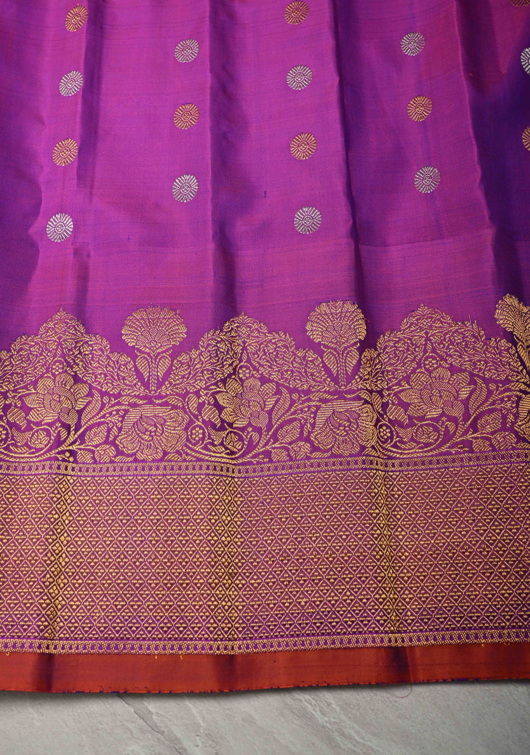 Peacock Blue Dual tone Pure Gadwal Silk Saree with Gold-Silver Buttas and Contrast Zari Border | SILK MARK CERTIFIED