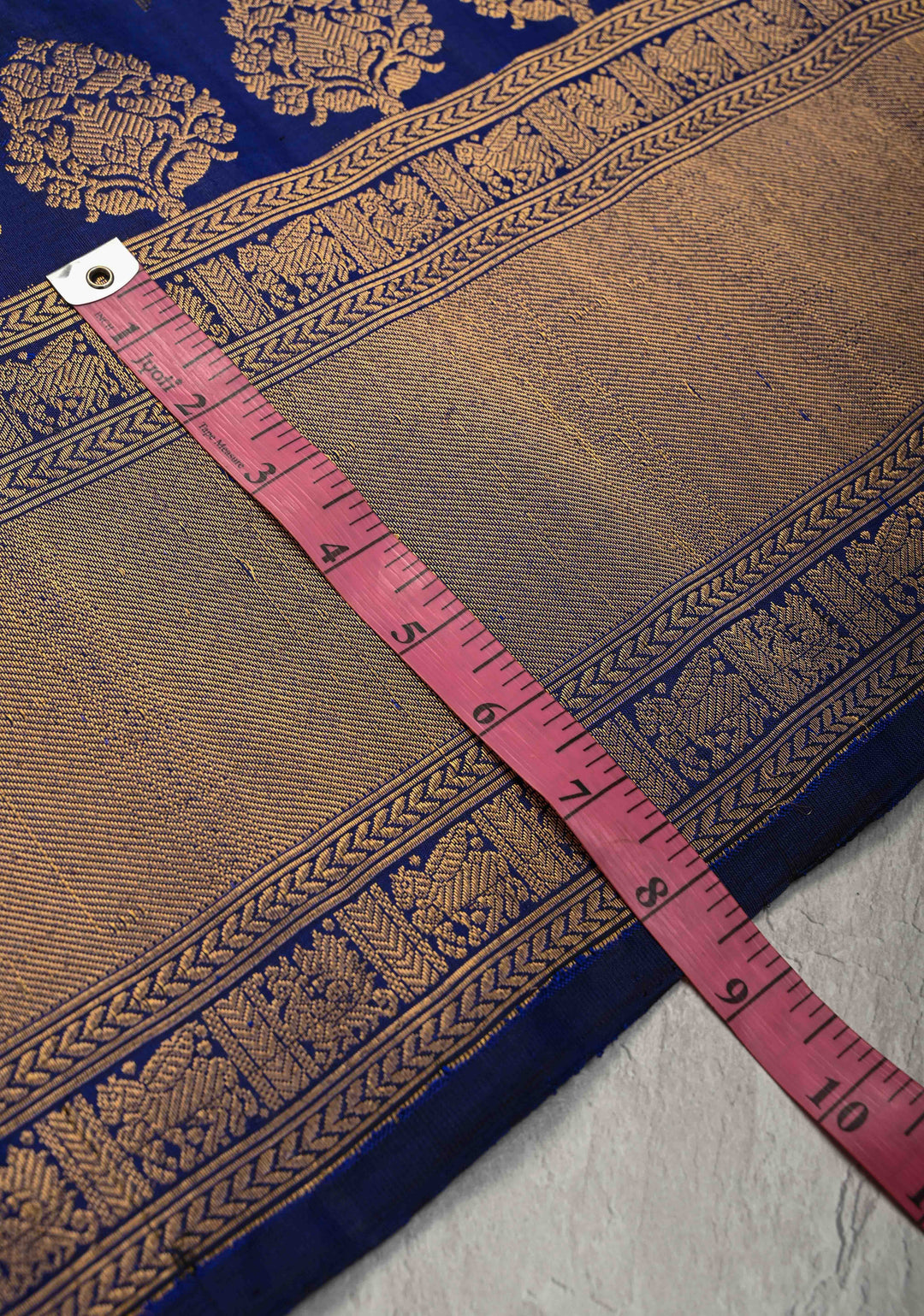 Navy Blue Zari Checks on Pure Kalanjali Gadwal Silk Saree with 2 tone Zari Buttas and Zari Border | SILK MARK CERTIFIED