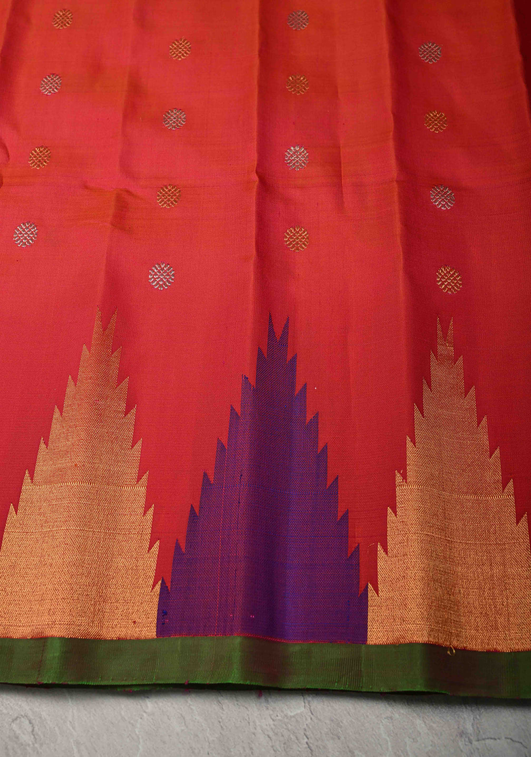 Pink Dual tone Pure Gadwal Silk Saree with Meenakari Buttas and Multicolor Temple Border | SILK MARK CERTIFIED