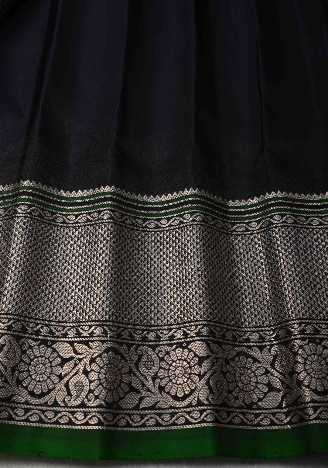 Blush Pink Pure Gadwal Silk Saree with Gold-Silver Buttas and Contrast Zari Border | SILK MARK CERTIFIED