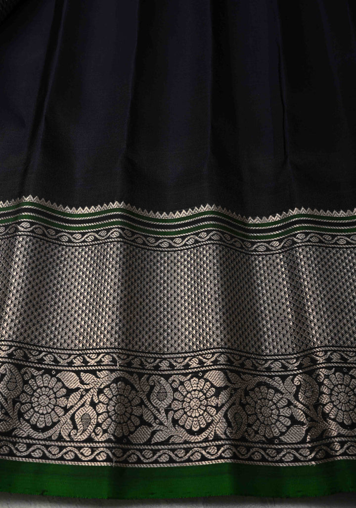 Blush Pink Pure Gadwal Silk Saree with Gold-Silver Buttas and Contrast Zari Border | SILK MARK CERTIFIED