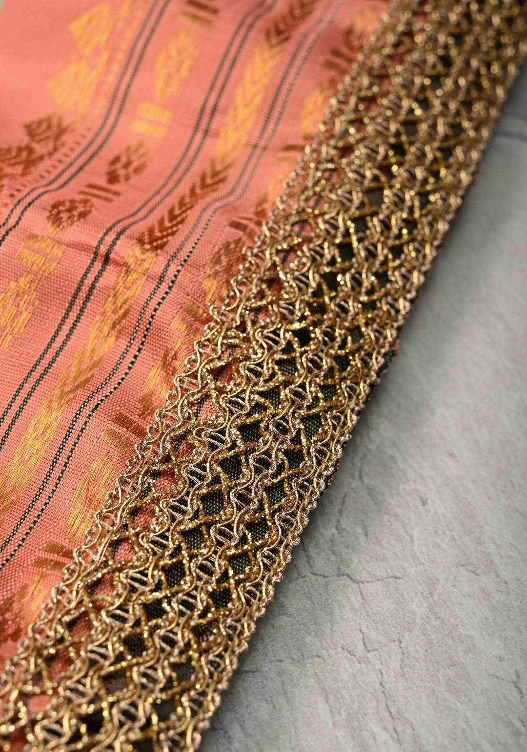Aqua Green Pure Gadwal Silk Saree with Stripes Pattern and Lace Border | SILK MARK CERTIFIED