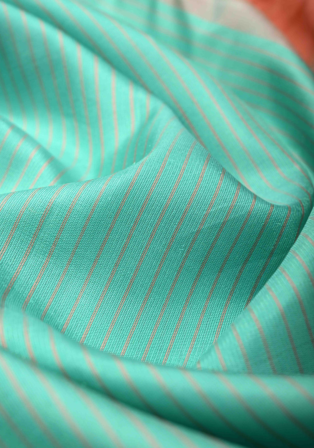 Aqua Green Pure Gadwal Silk Saree with Stripes Pattern and Lace Border | SILK MARK CERTIFIED