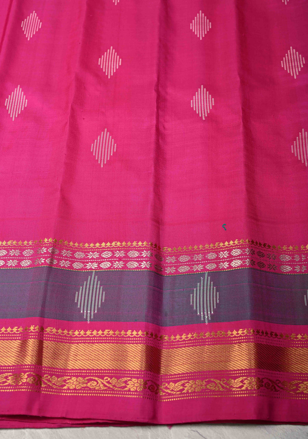 White Checks Pattern on Pure Kora Silk Gadwal Saree with Jamdani Buttas and Contrast Zari Border | SILK MARK CERTIFIED
