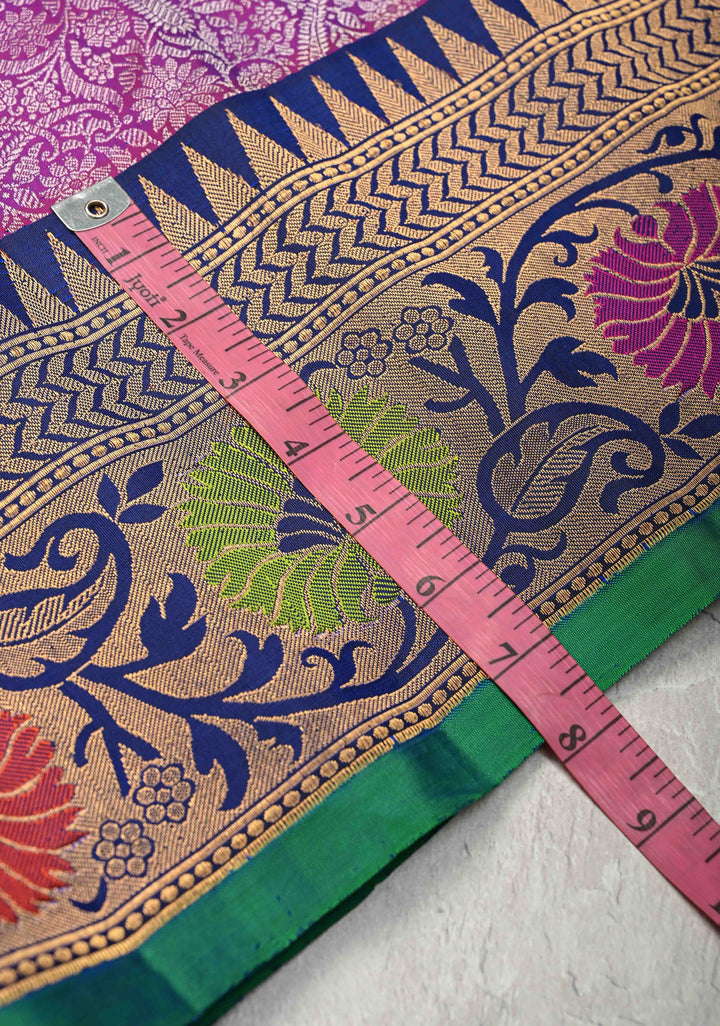 Purple Dual tone Pure Gadwal Silk Saree with Brocade and Paithani Meenakari Zari Border | SILK MARK CERTIFIED