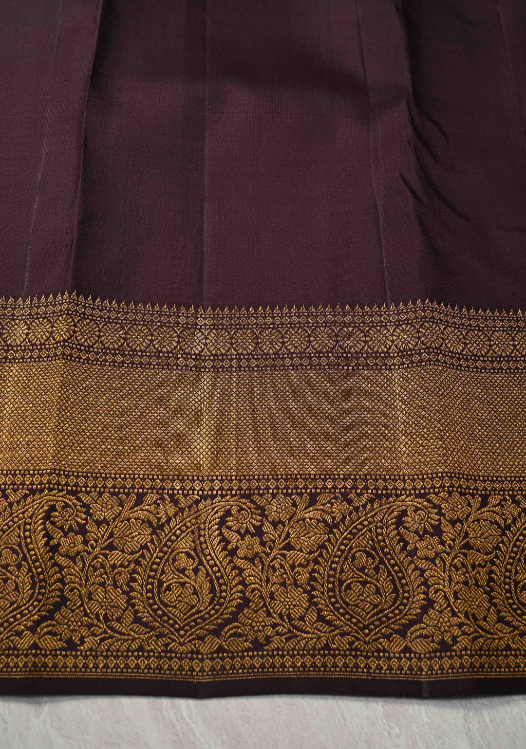 1 Gram Zari Deep Rust Pure Kanjivaram Silk Saree with Twin Paisley Annapakshi Motifs and Zari Border | SILK MARK CERTIFIED