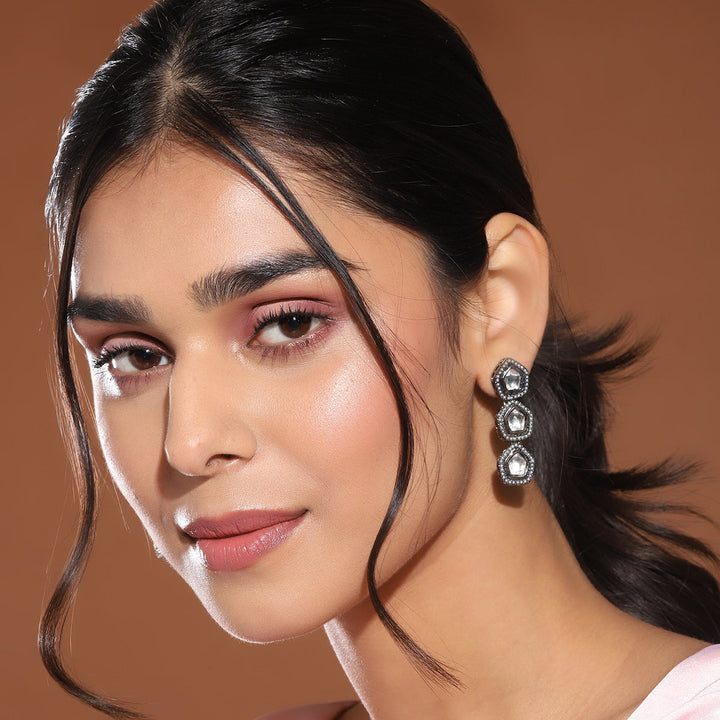 Dual Tone Kundan Earrings | SHOBITAM