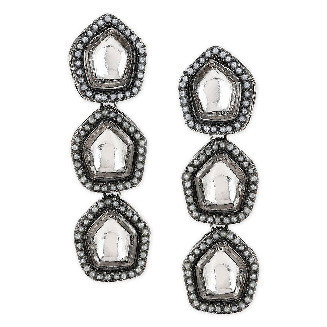 Dual Tone Kundan Earrings | SHOBITAM