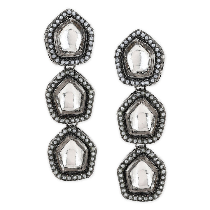 Dual Tone Kundan Earrings | SHOBITAM