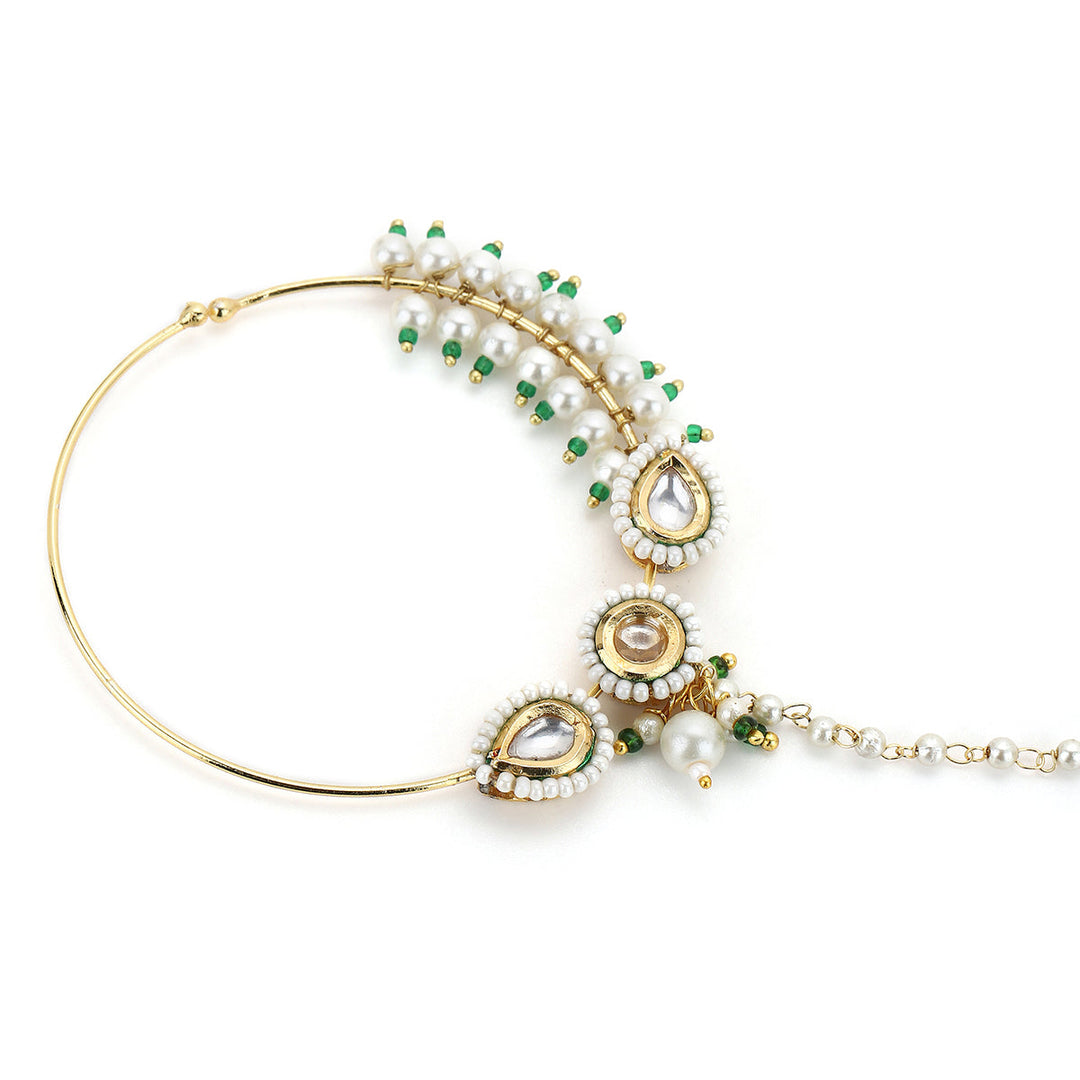 Women's Kundan Maharani Nose Ring | SHOBITAM