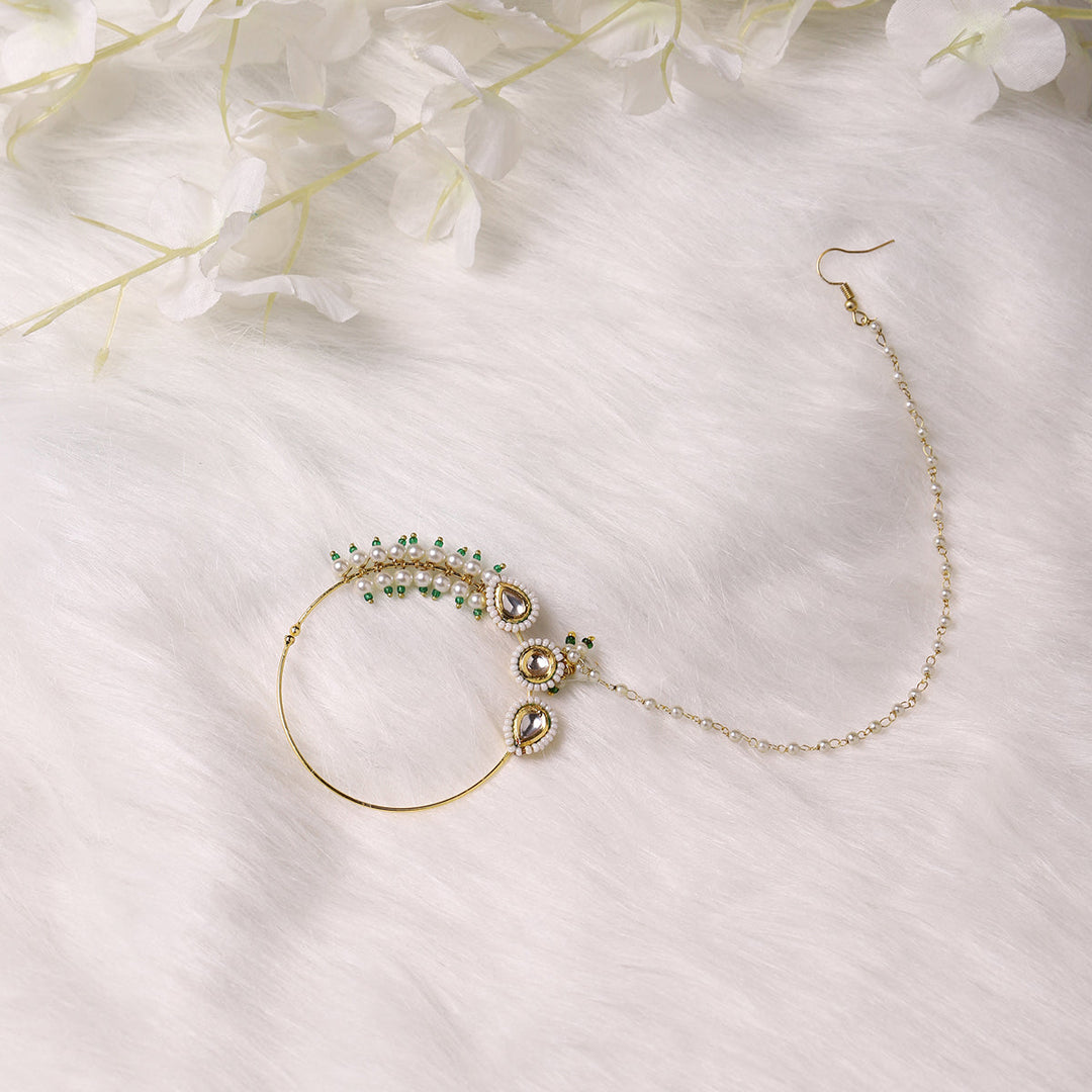 Women's Kundan Maharani Nose Ring | SHOBITAM