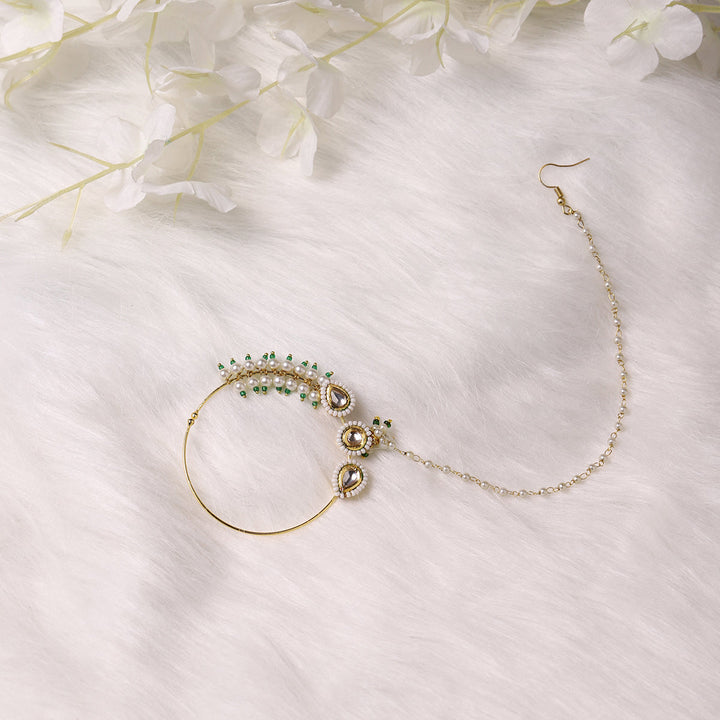 Women's Kundan Maharani Nose Ring | SHOBITAM