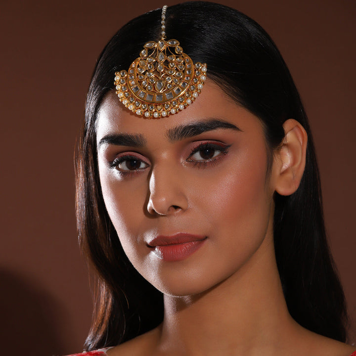Oversized Kundan Maang Tikka | SHOBITAM