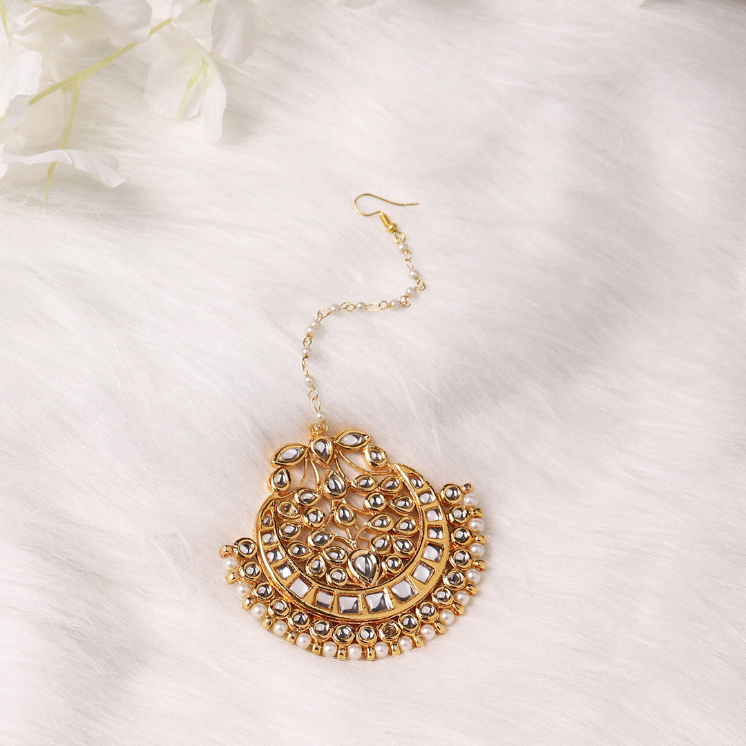 Oversized Kundan Maang Tikka | SHOBITAM