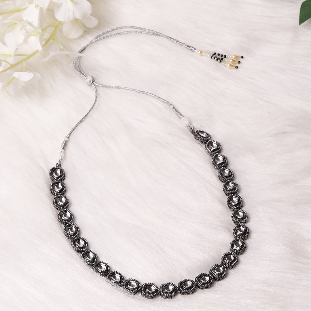 Silver Kundan Necklace | SHOBITAM