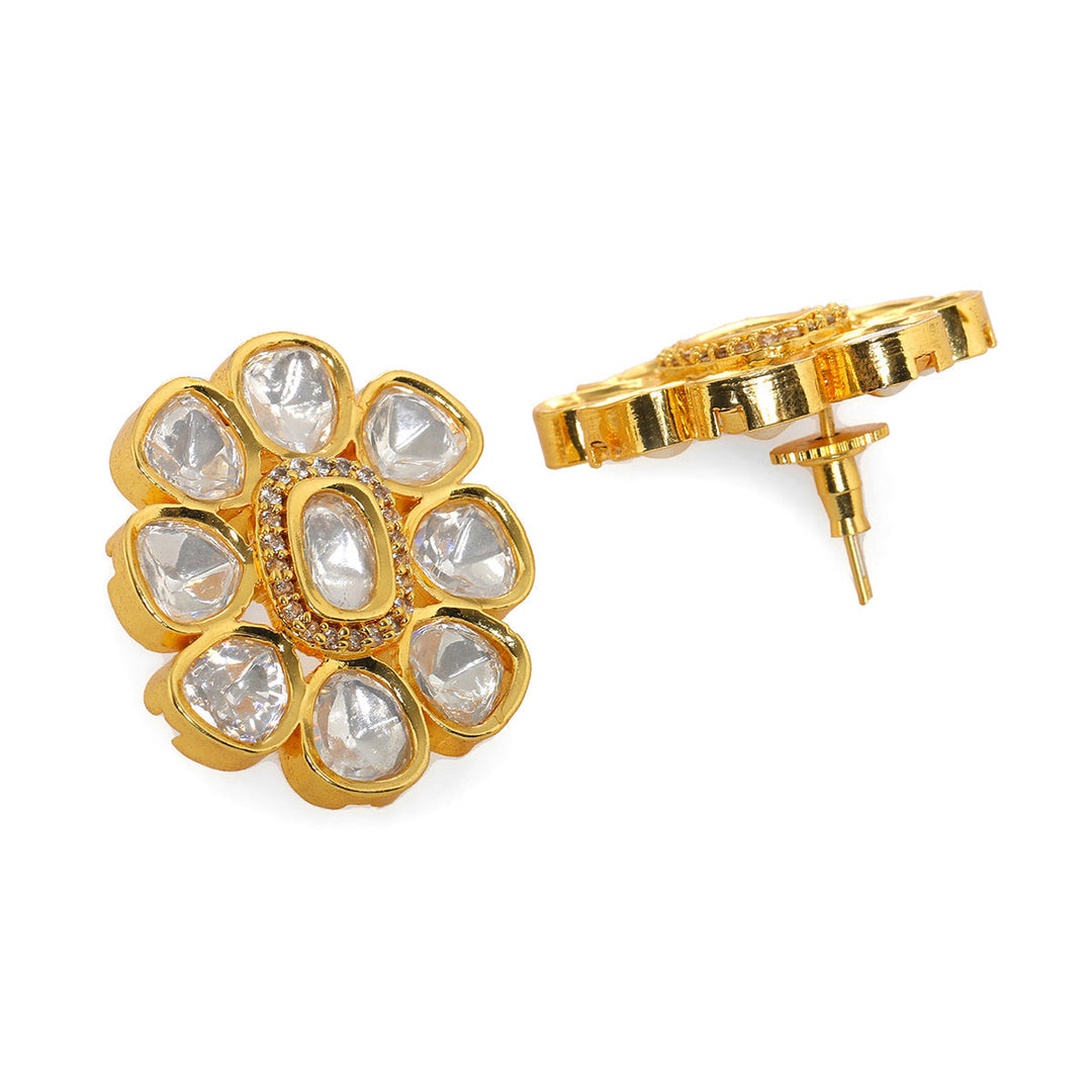 Oversized Round Kundan Studs | SHOBITAM