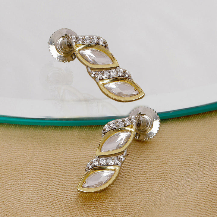 Ruby Raang Boat Shaped Earrings with Diamond in Gold | SHOBITAM