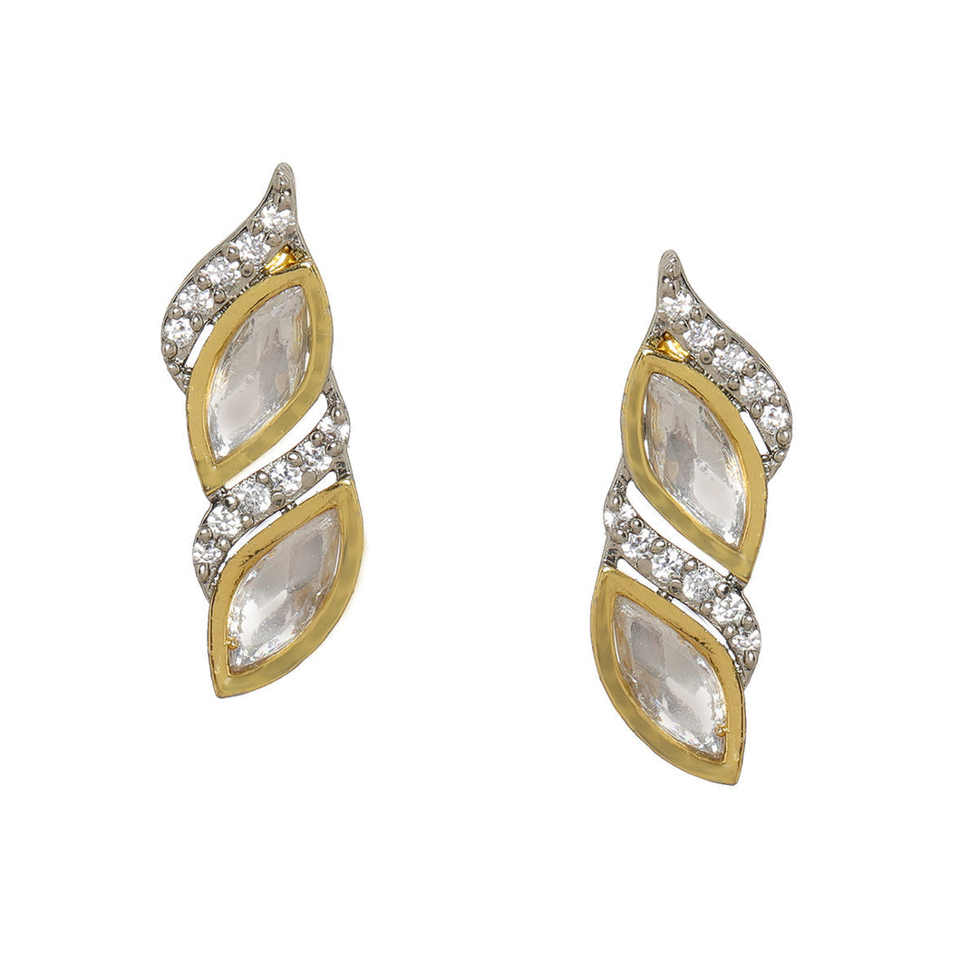 Ruby Raang Boat Shaped Earrings with Diamond in Gold | SHOBITAM