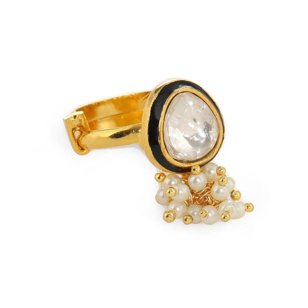 Kundan Ring with Pearls | SHOBITAM