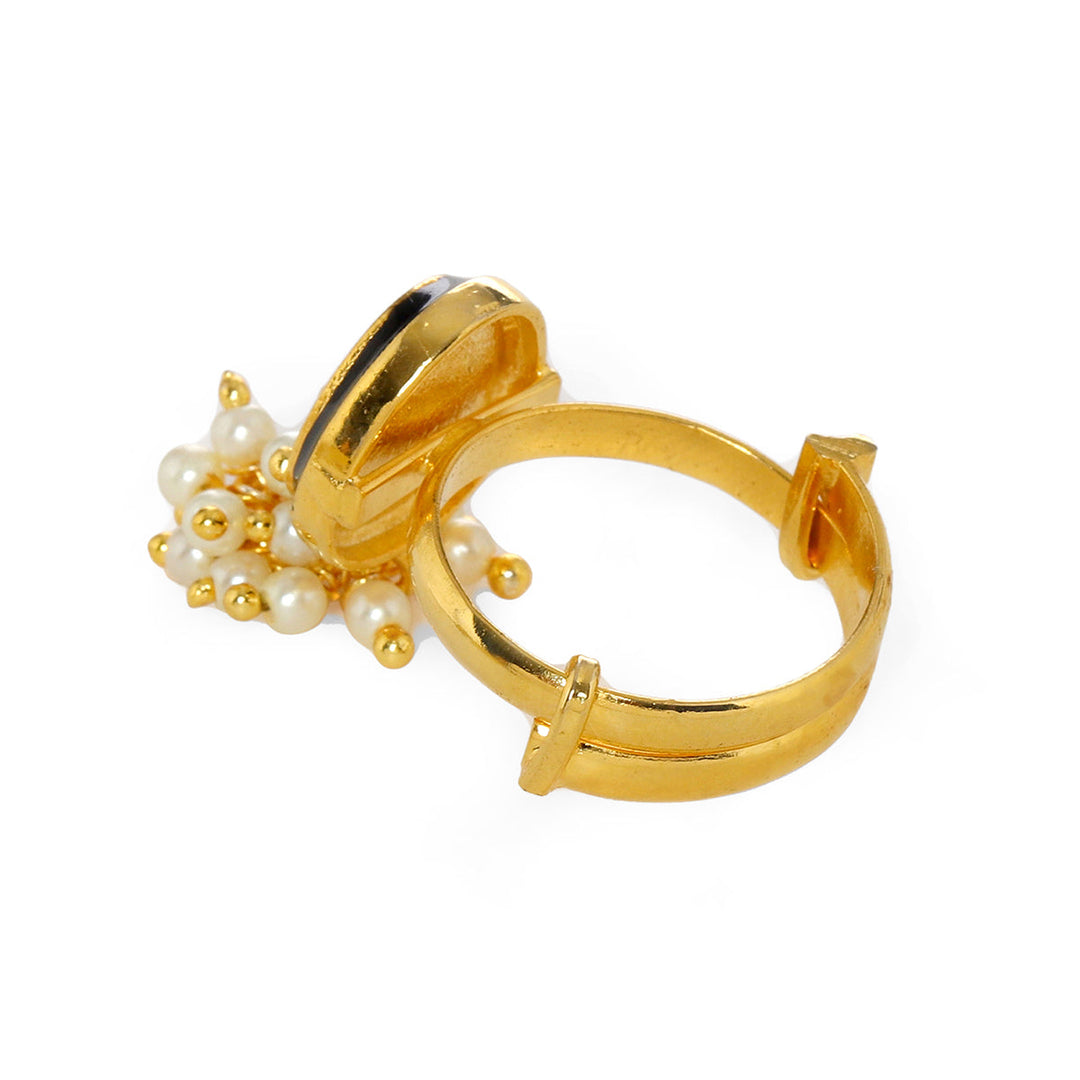Kundan Ring with Pearls | SHOBITAM