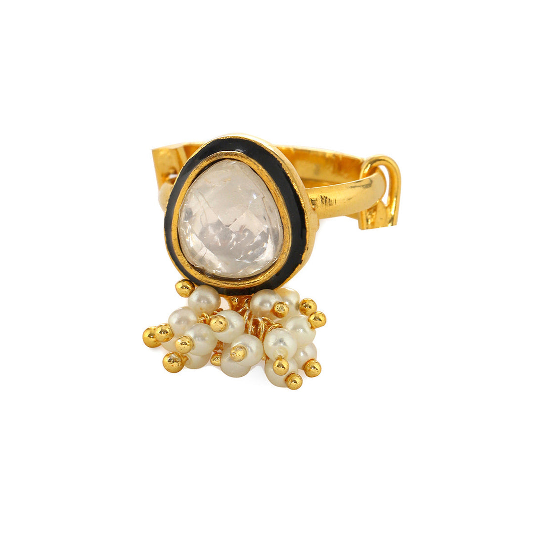 Kundan Ring with Pearls | SHOBITAM