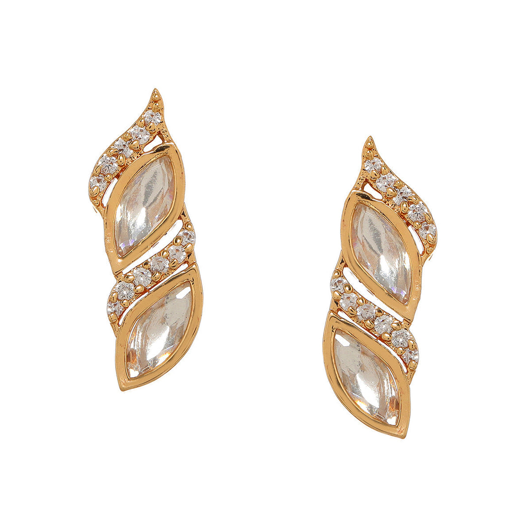 Ruby Raang Boat Shaped Earrings with Diamond in Gold | SHOBITAM