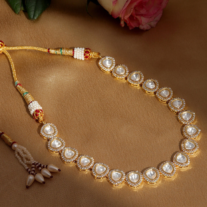 Kundan and Daimond Neckpiece in Brass | SHOBITAM