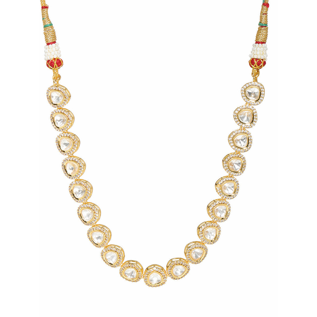 Kundan and Daimond Neckpiece in Brass | SHOBITAM