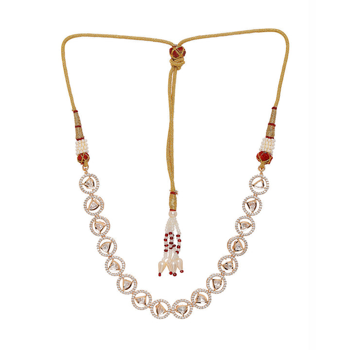 Patti Shaped Kundan and Round Stone Neckpiece