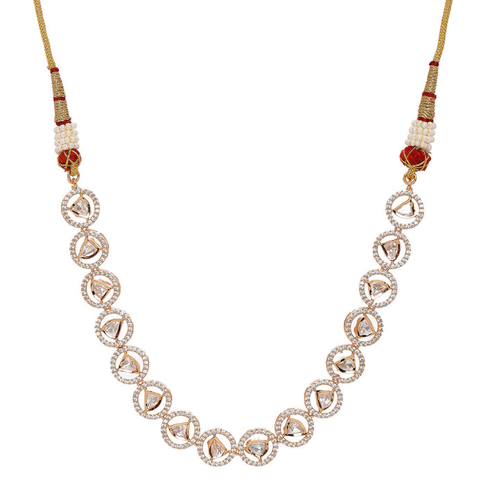 Patti Shaped Kundan and Round Stone Neckpiece