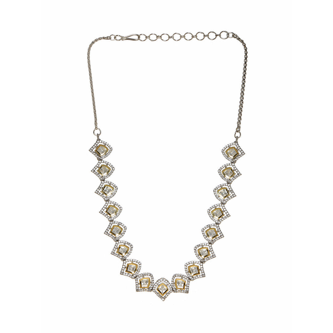 Silver Kundan and American Diamond Neckpiece | SHOBITAM