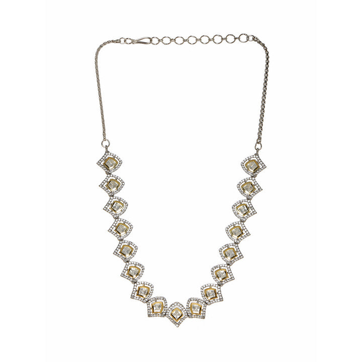 Silver Kundan and American Diamond Neckpiece | SHOBITAM